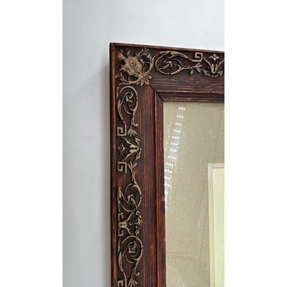 Antique Ornate Wood Frame With Intricate Carved Details 16.5"x13.5" Rustic Brown - Picture 8 of 16